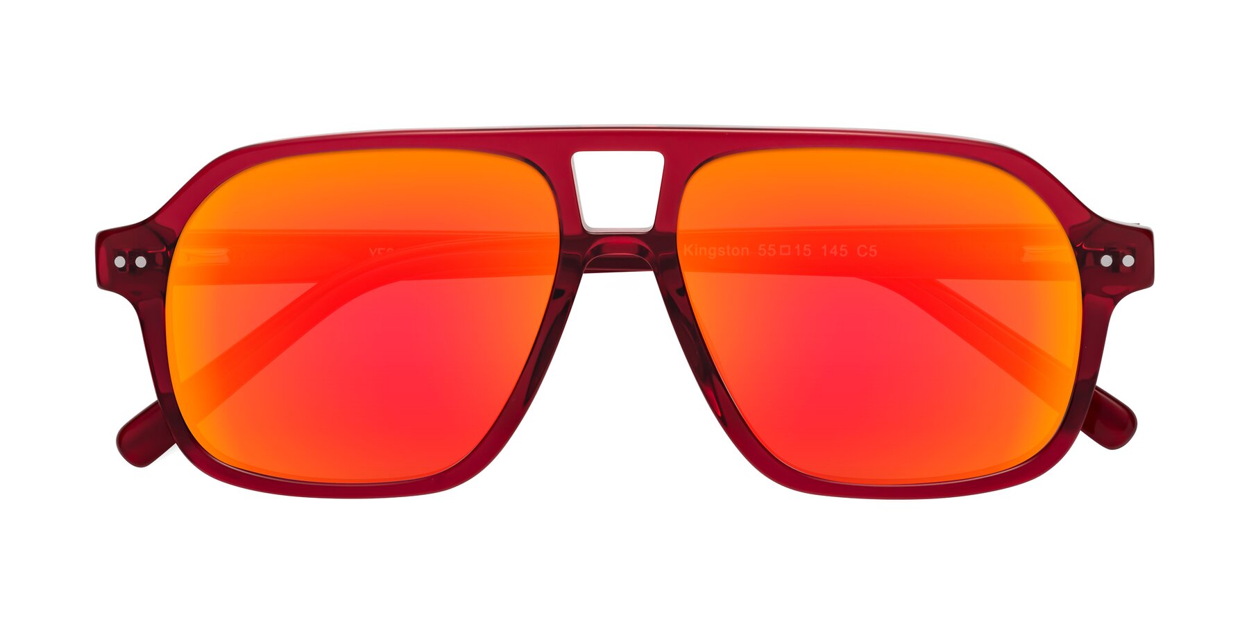 Folded Front of Kingston in Wine with Red Gold Mirrored Lenses