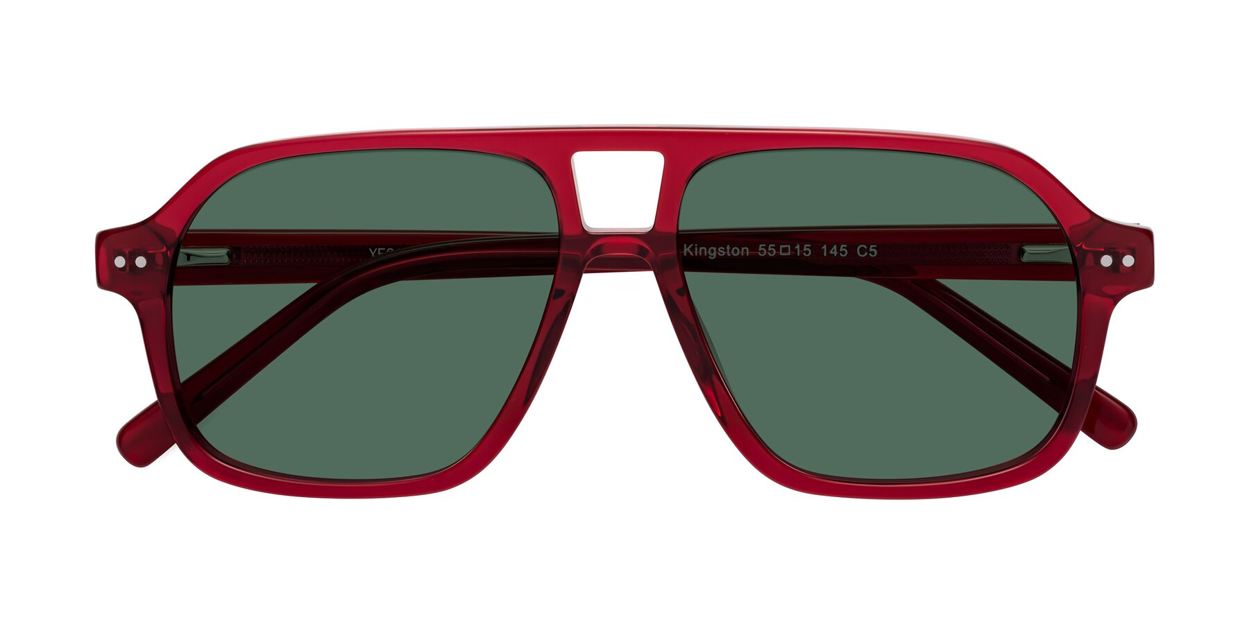 Folded Front of Kingston in Wine with Green Polarized Lenses
