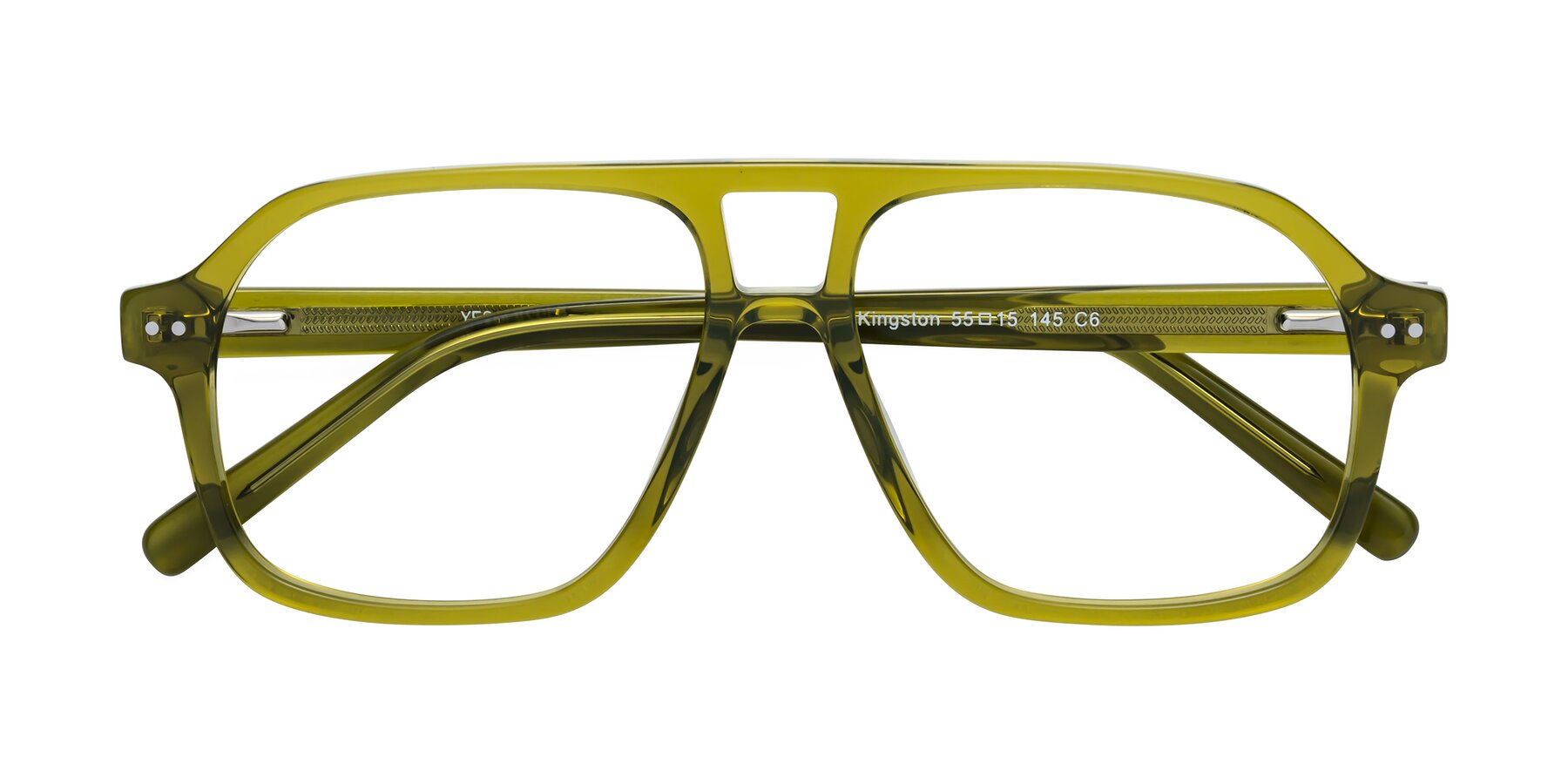 Folded Front of Kingston in Olive Green with Clear Blue Light Blocking Lenses