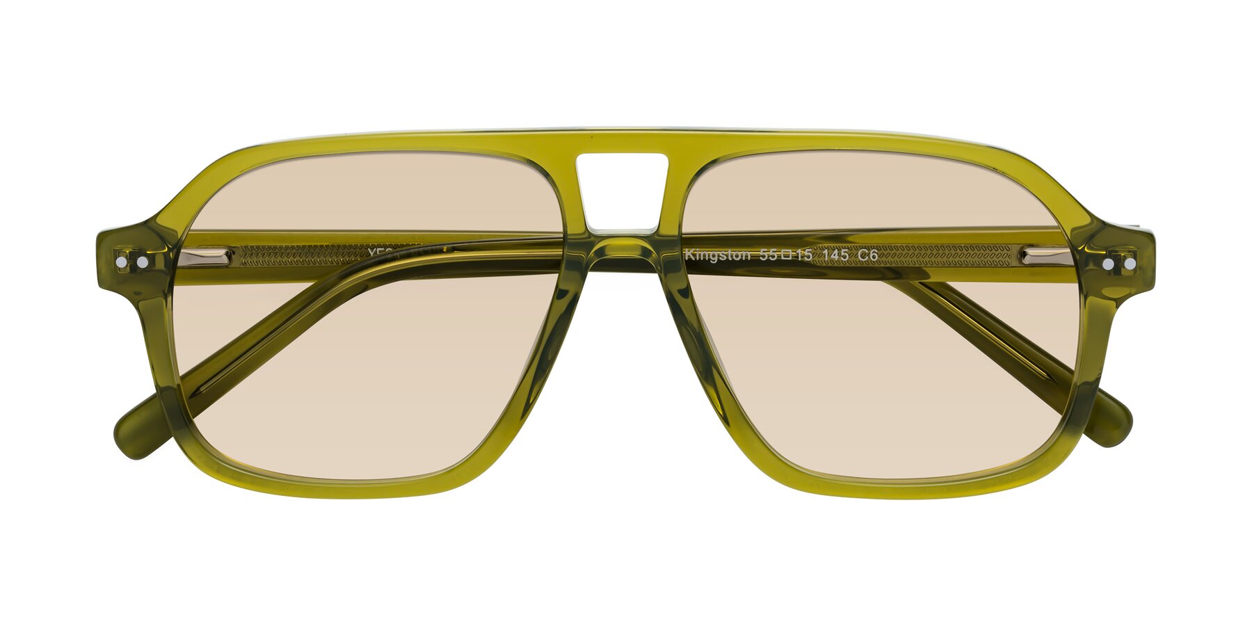 Folded Front of Kingston in Olive Green with Light Brown Tinted Lenses