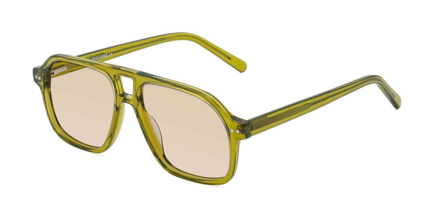 Angle of Kingston in Olive Green with Light Brown Tinted Lenses