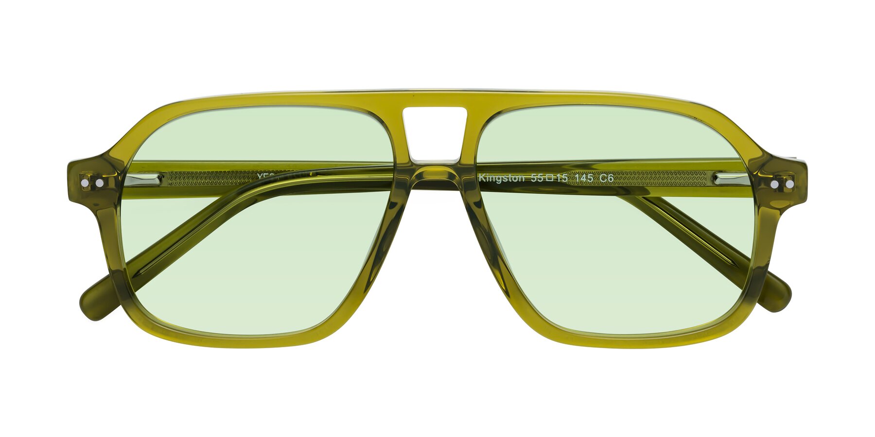 Folded Front of Kingston in Olive Green with Light Green Tinted Lenses