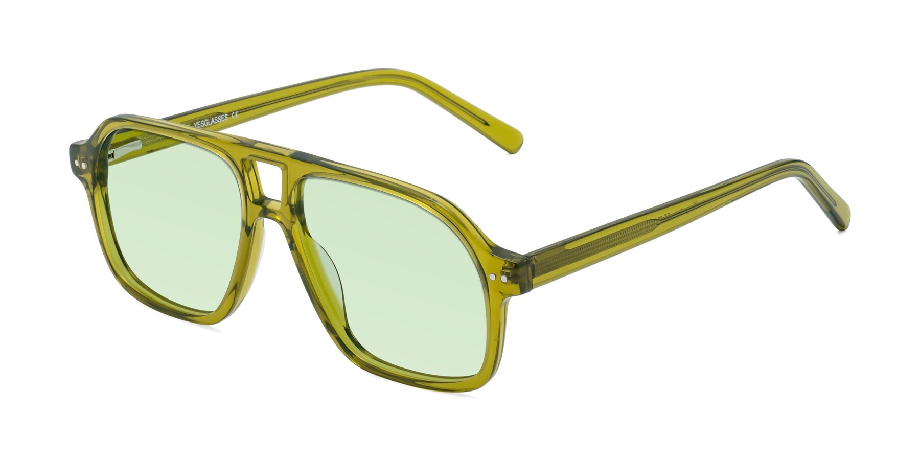 Angle of Kingston in Olive Green with Light Green Tinted Lenses