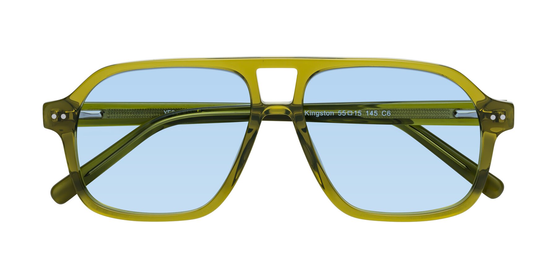 Folded Front of Kingston in Olive Green with Light Blue Tinted Lenses