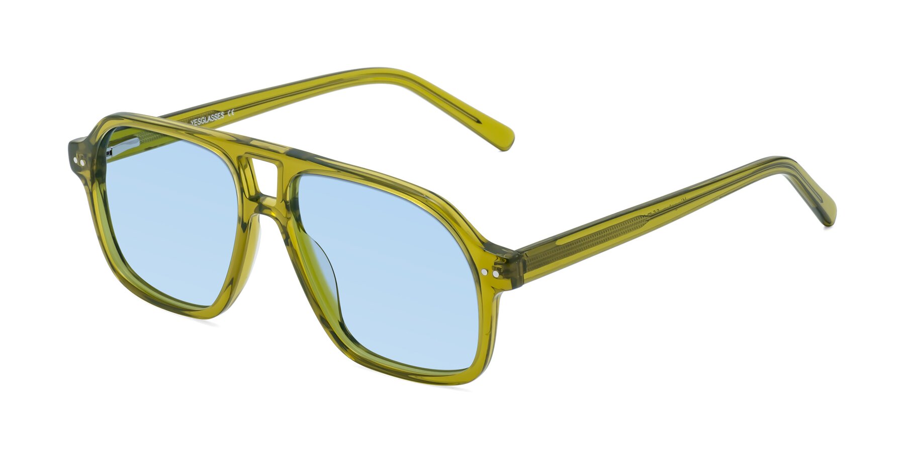 Angle of Kingston in Olive Green with Light Blue Tinted Lenses