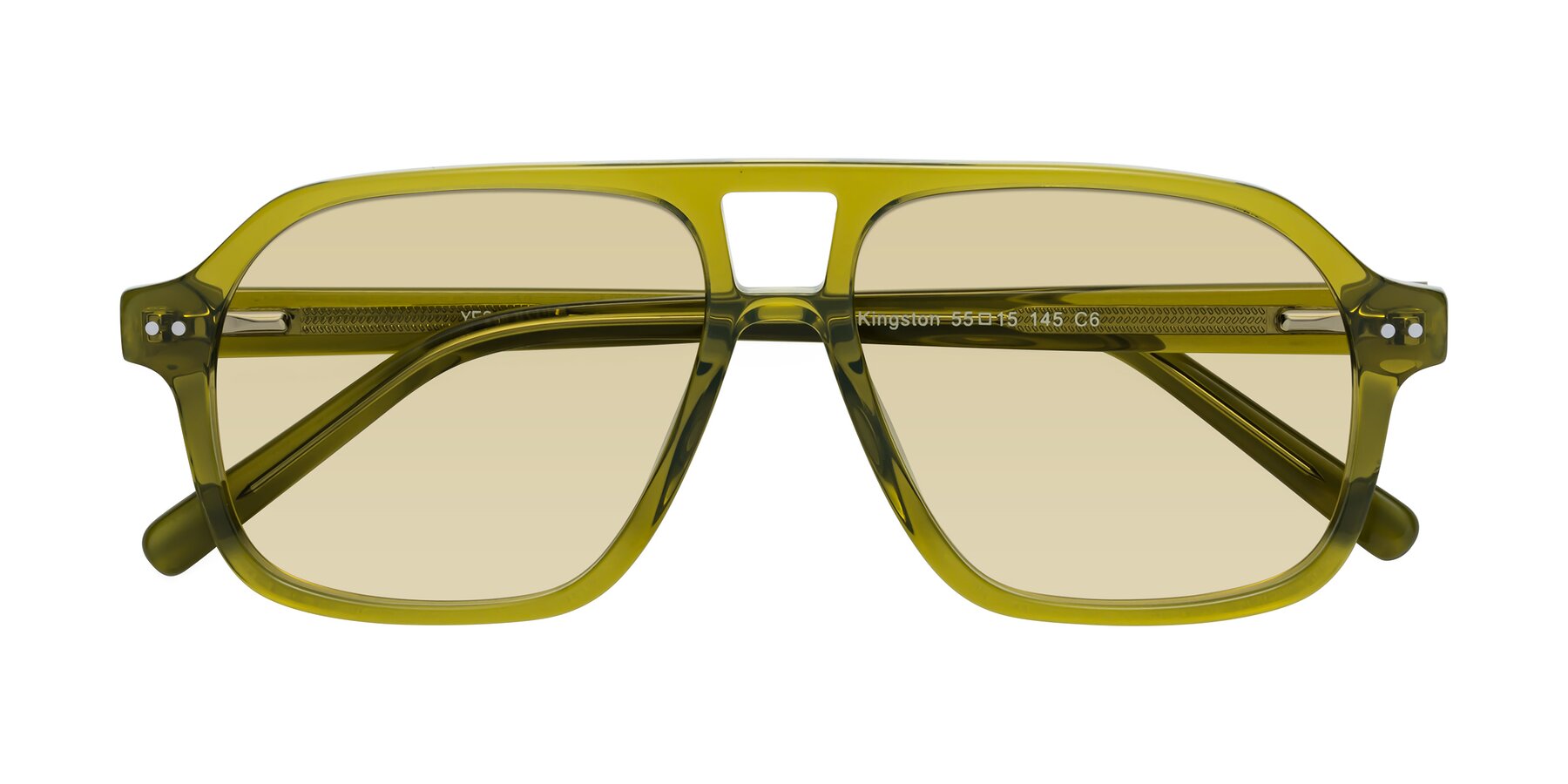 Folded Front of Kingston in Olive Green with Light Champagne Tinted Lenses