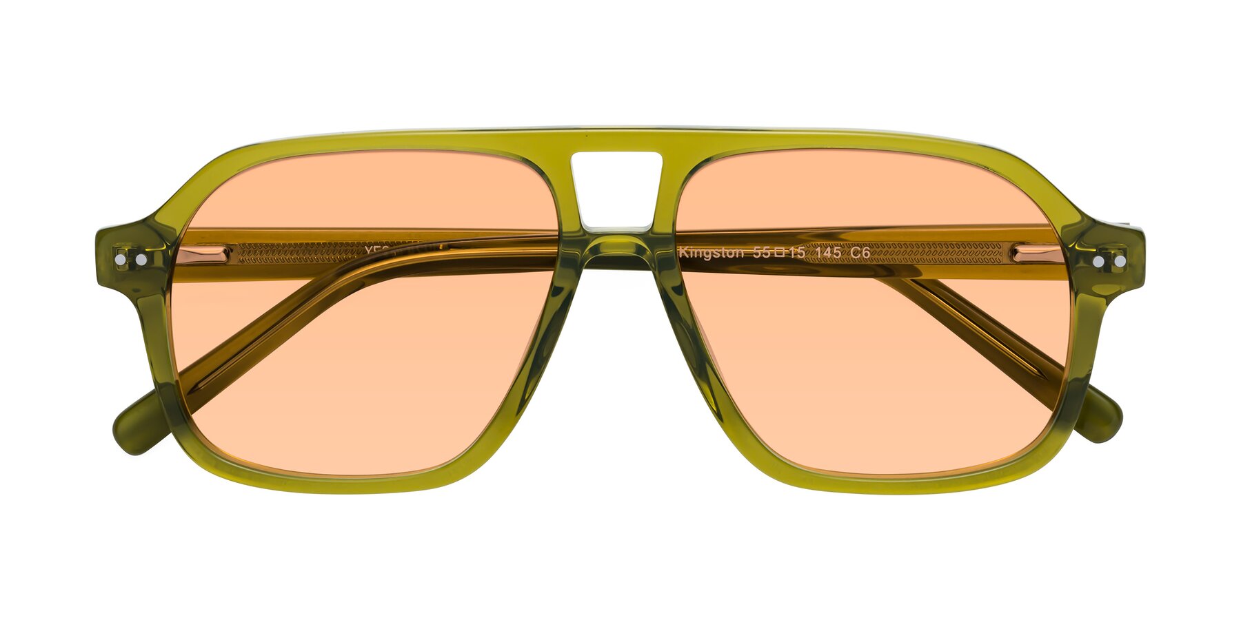 Folded Front of Kingston in Olive Green with Light Orange Tinted Lenses