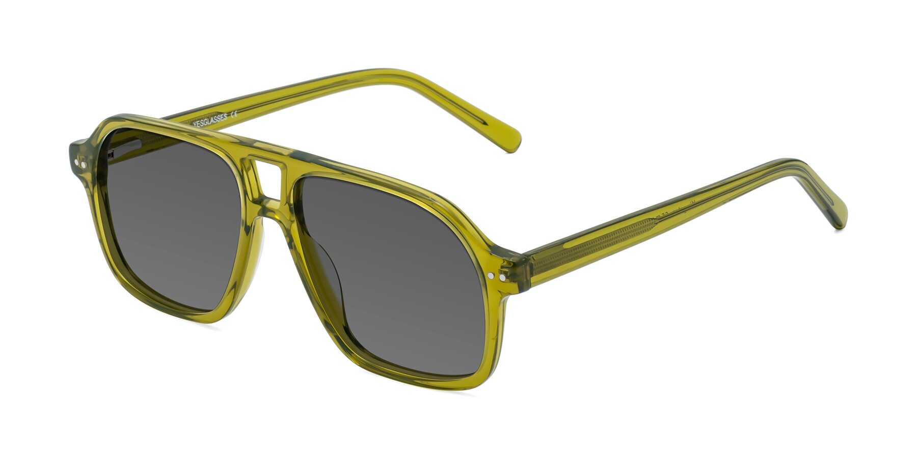 Angle of Kingston in Olive Green with Medium Gray Tinted Lenses