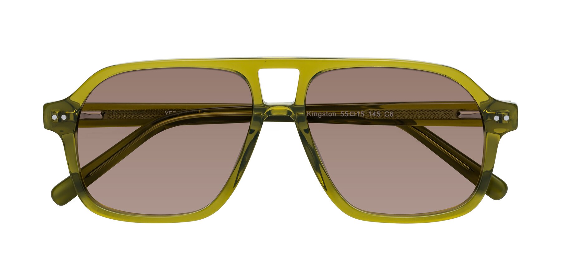 Folded Front of Kingston in Olive Green with Medium Brown Tinted Lenses