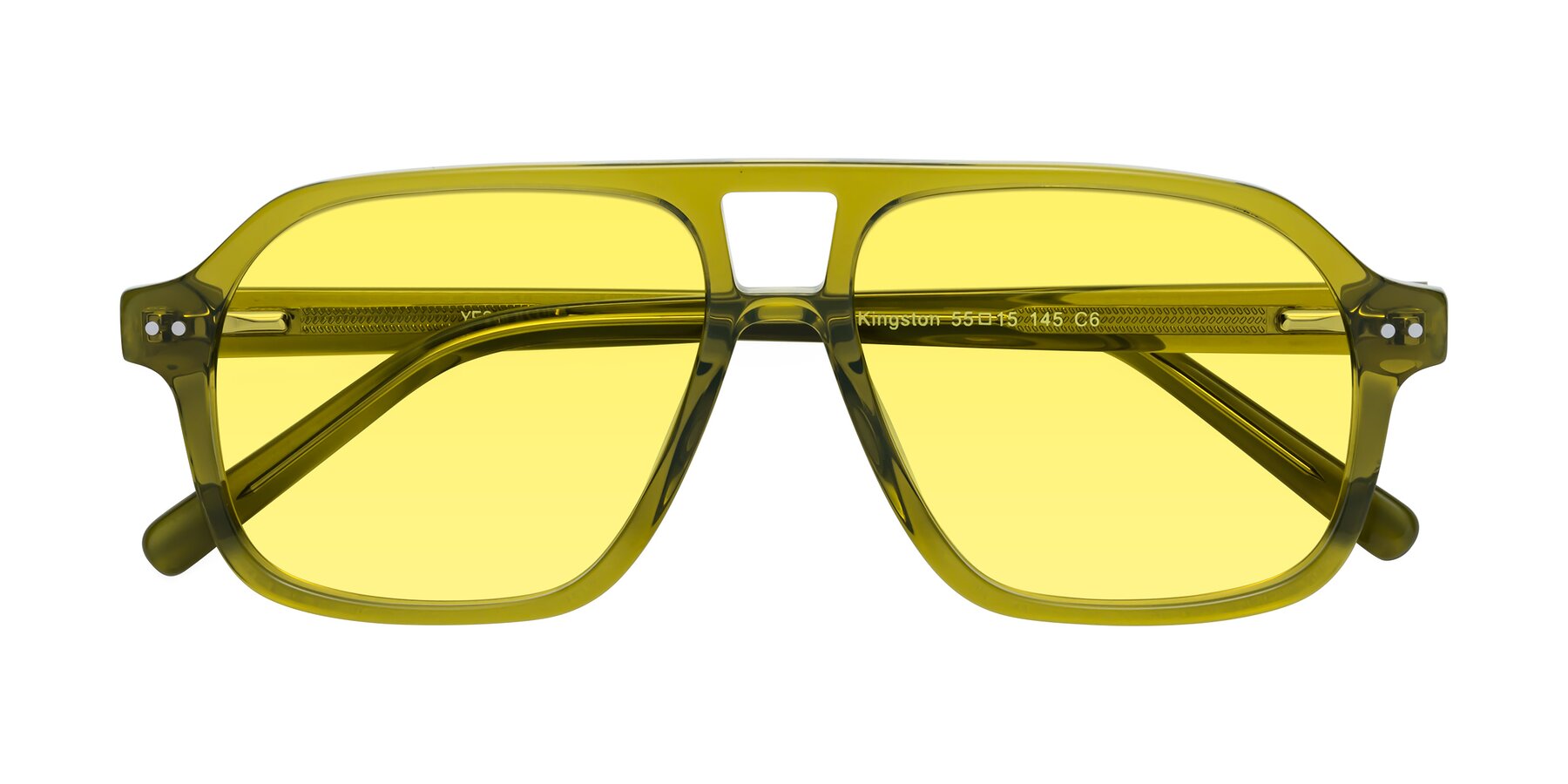 Folded Front of Kingston in Olive Green with Medium Yellow Tinted Lenses