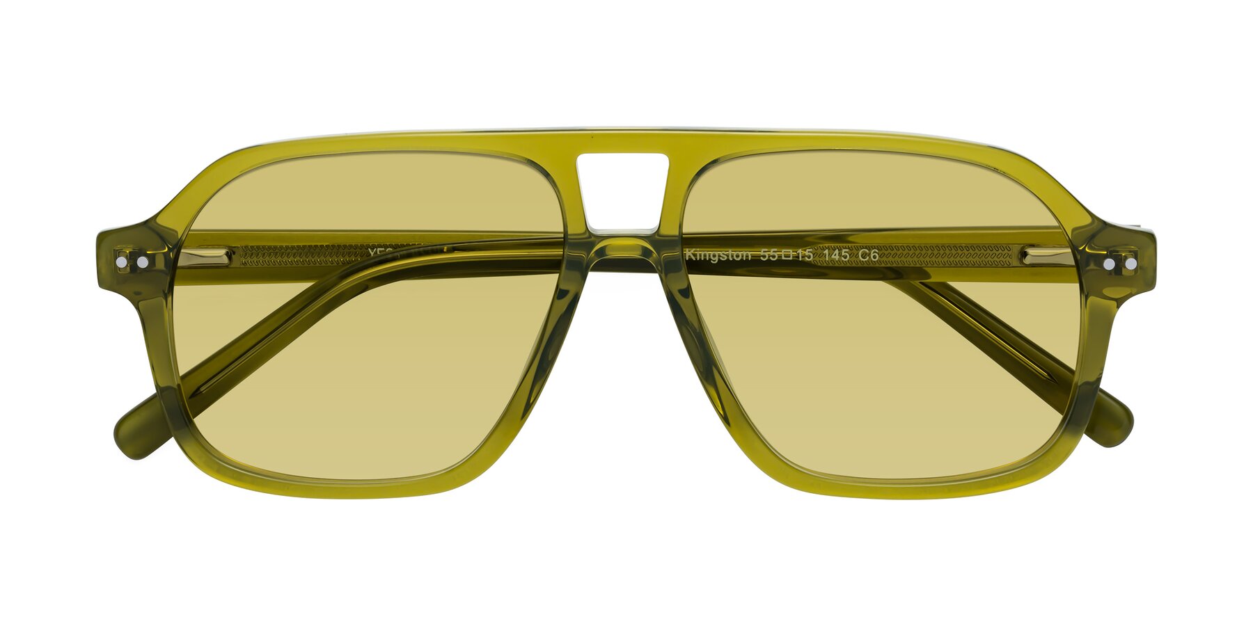 Folded Front of Kingston in Olive Green with Medium Champagne Tinted Lenses
