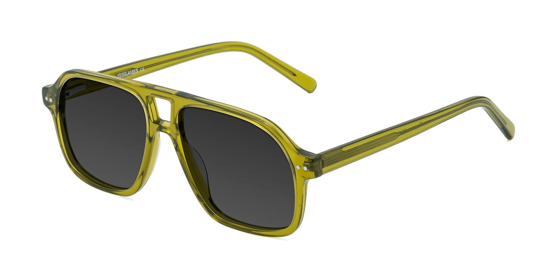 Angle of Kingston in Olive Green with Gray Tinted Lenses