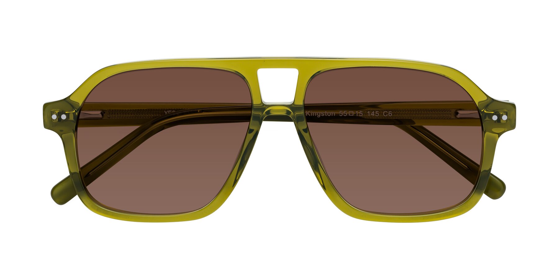 Folded Front of Kingston in Olive Green with Brown Tinted Lenses