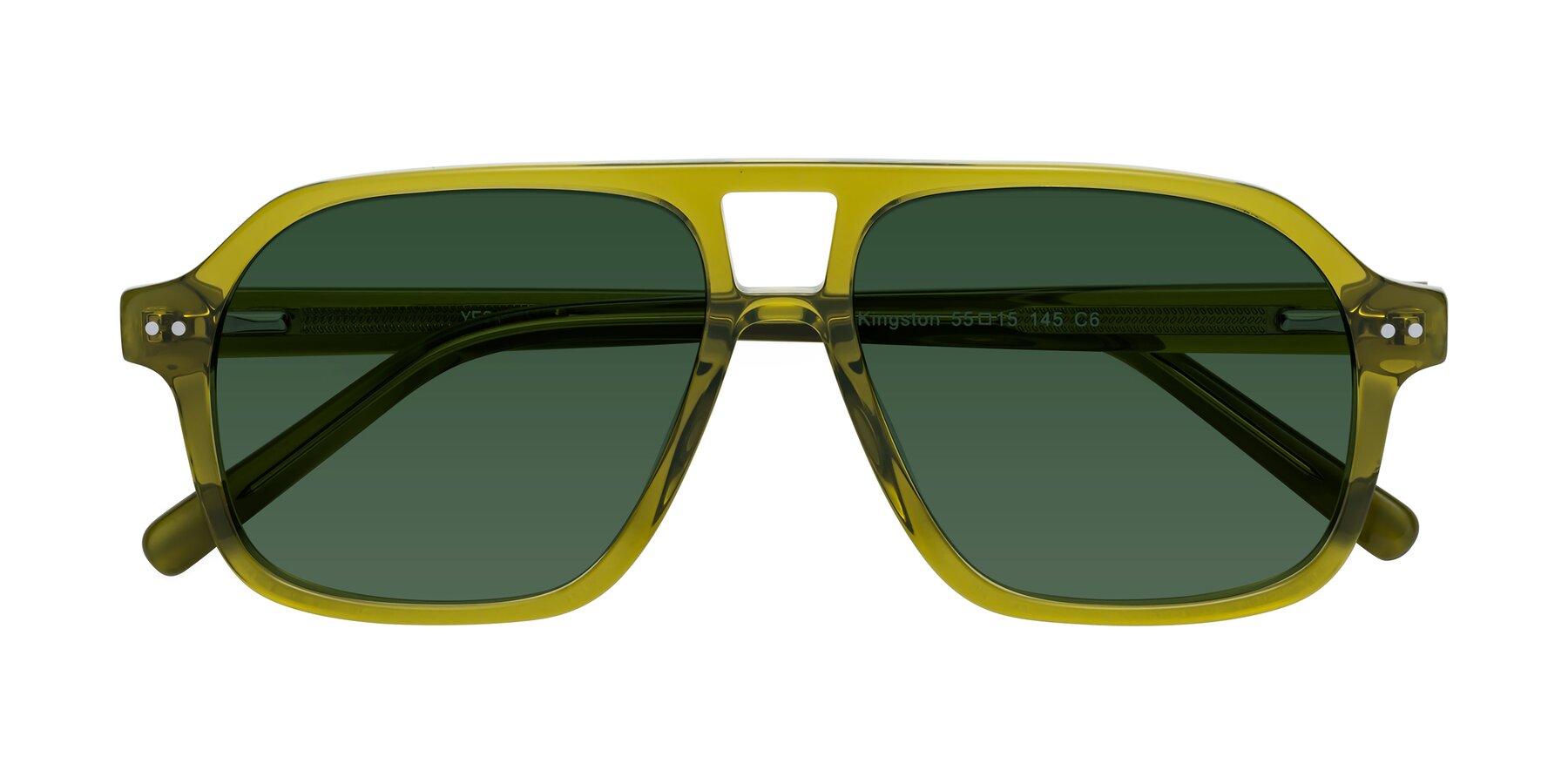 Folded Front of Kingston in Olive Green with Green Tinted Lenses