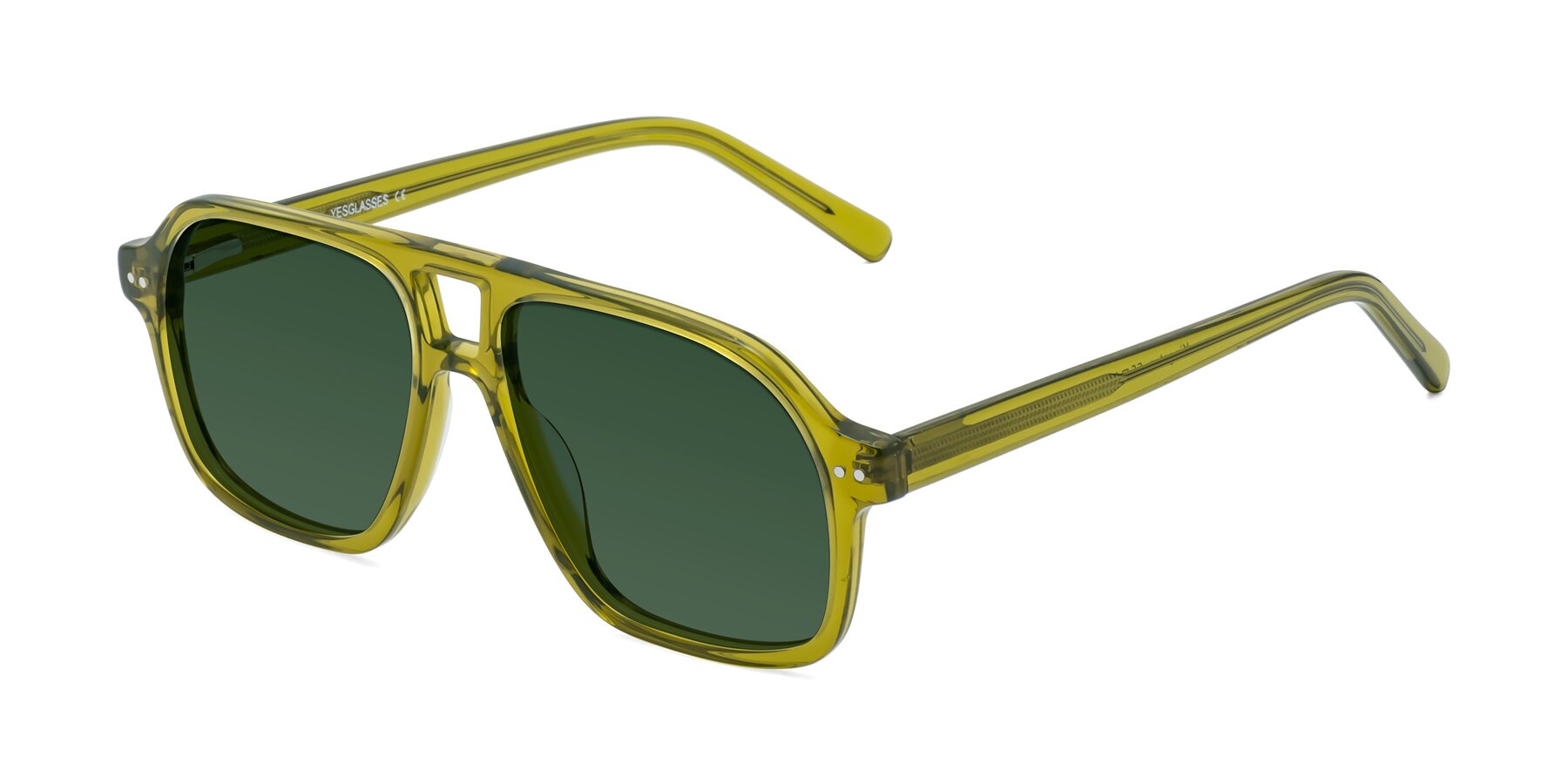 Angle of Kingston in Olive Green with Green Tinted Lenses