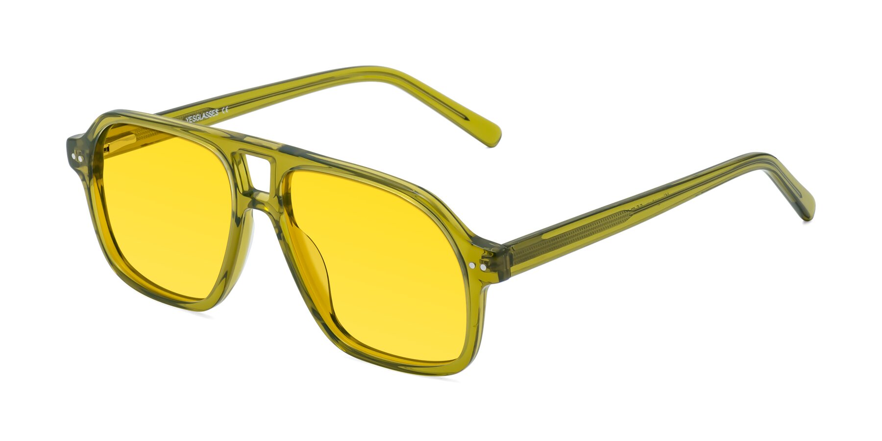 Angle of Kingston in Olive Green with Yellow Tinted Lenses