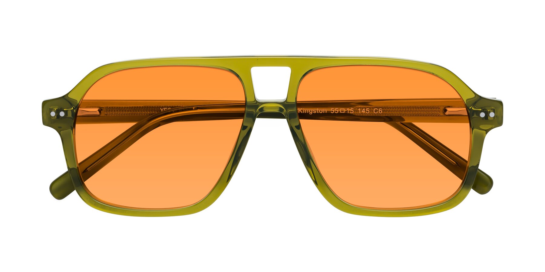 Folded Front of Kingston in Olive Green with Orange Tinted Lenses