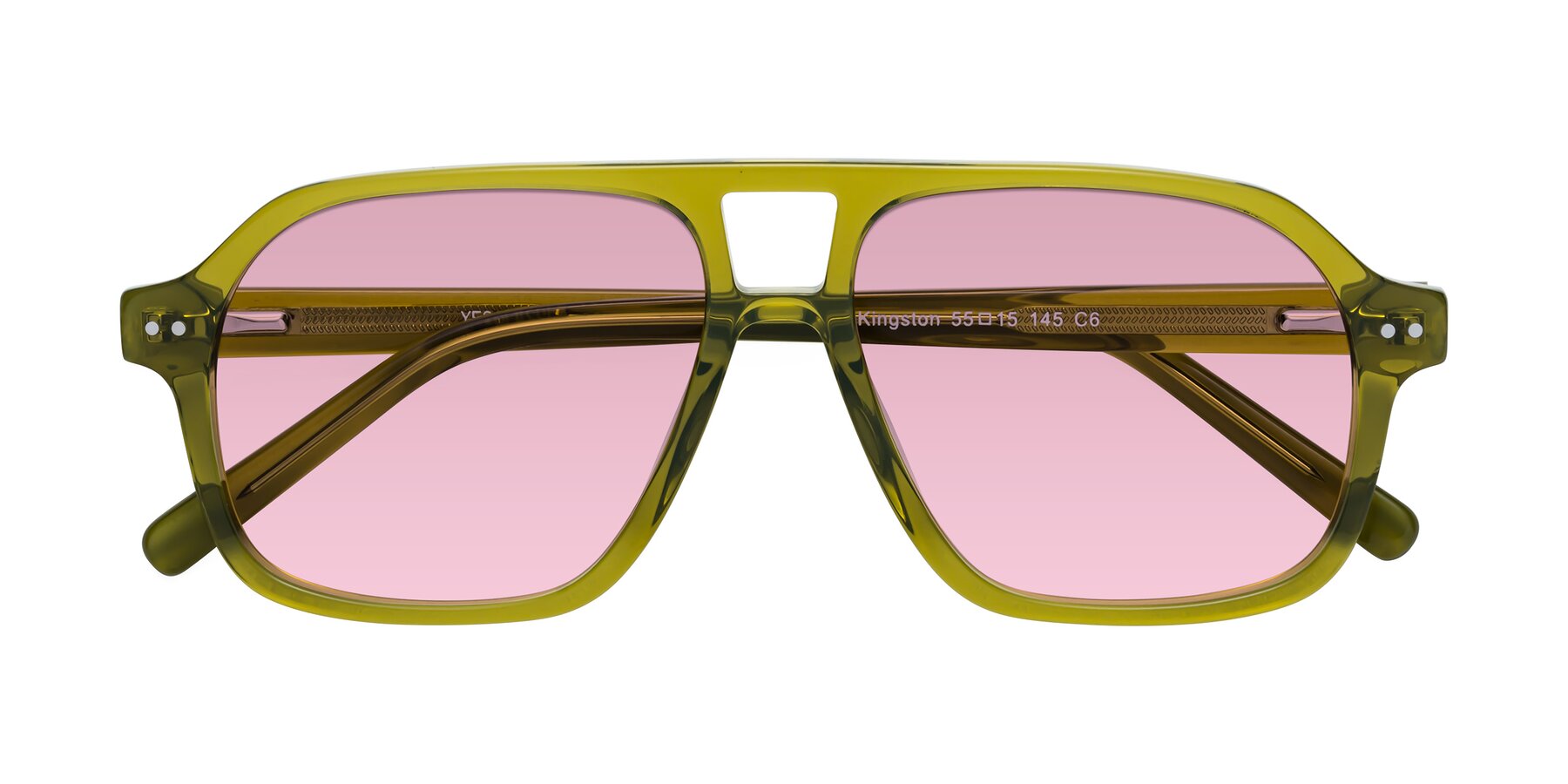 Folded Front of Kingston in Olive Green with Light Wine Tinted Lenses