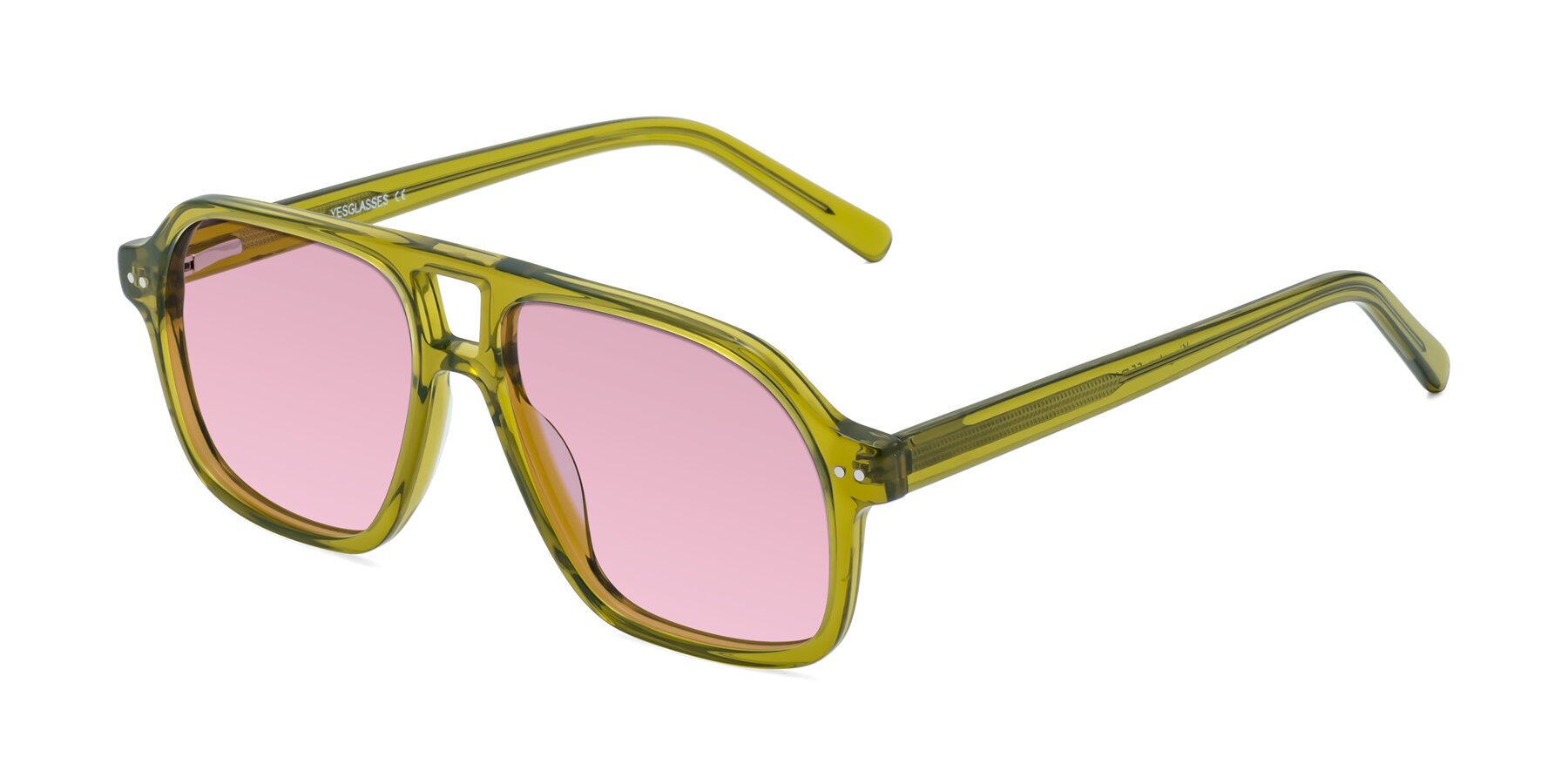 Angle of Kingston in Olive Green with Light Wine Tinted Lenses