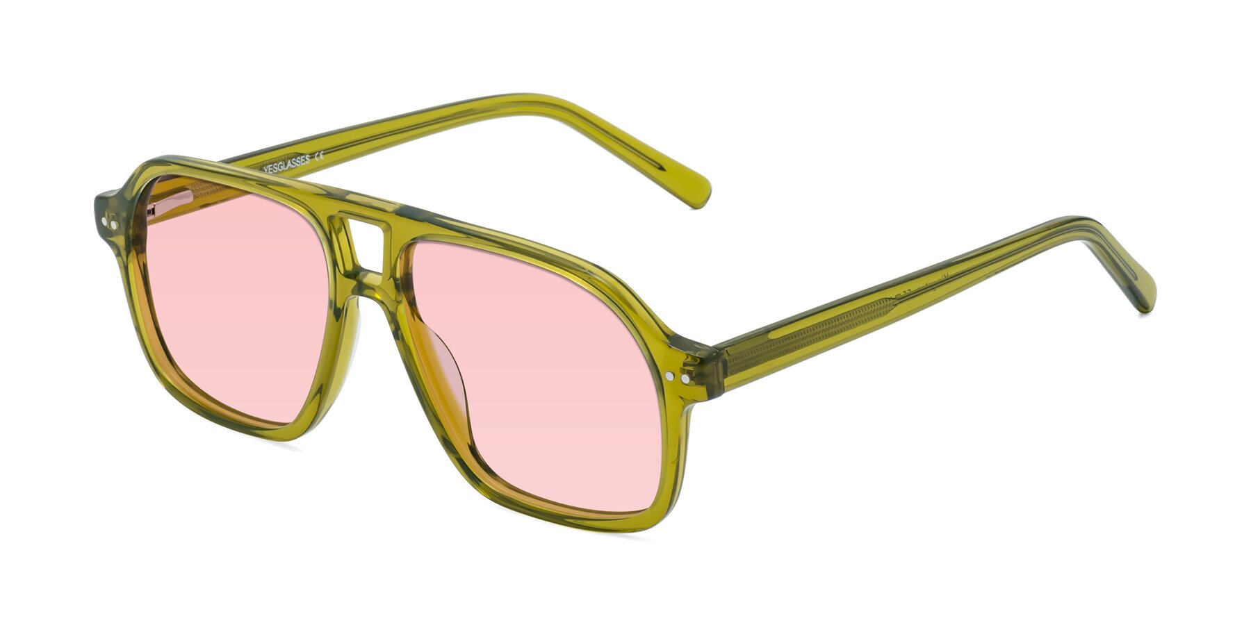 Angle of Kingston in Olive Green with Light Garnet Tinted Lenses