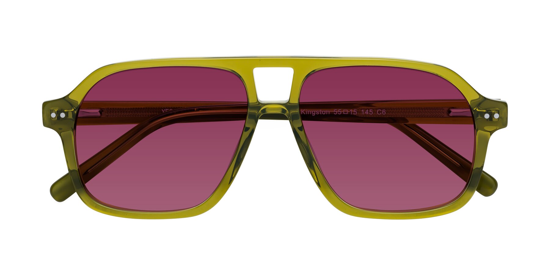 Folded Front of Kingston in Olive Green with Wine Tinted Lenses