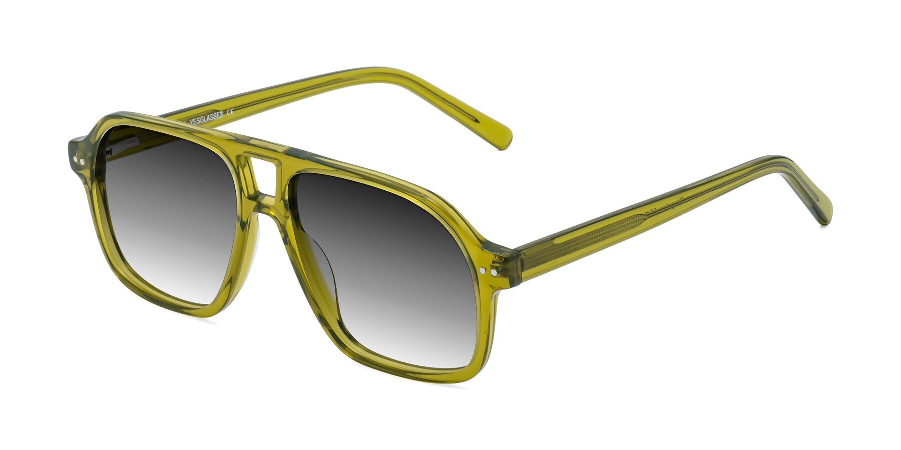 Angle of Kingston in Olive Green with Gray Gradient Lenses