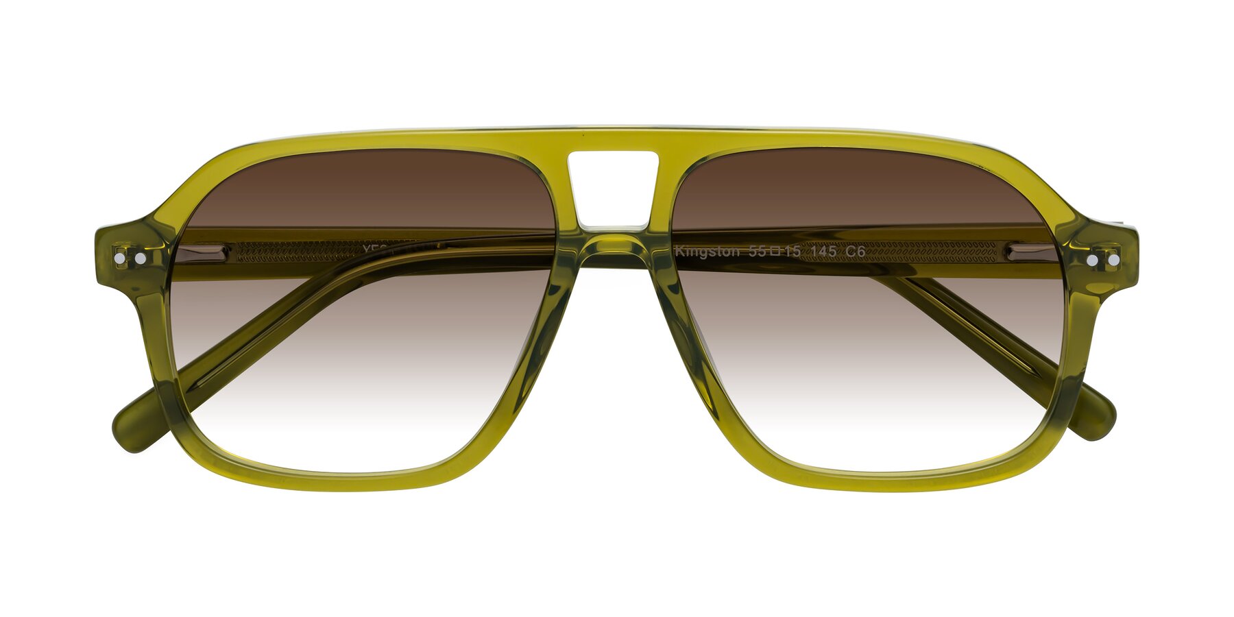 Folded Front of Kingston in Olive Green with Brown Gradient Lenses