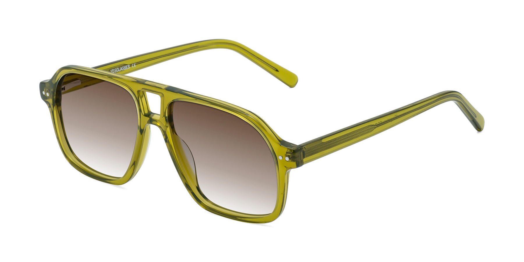 Angle of Kingston in Olive Green with Brown Gradient Lenses