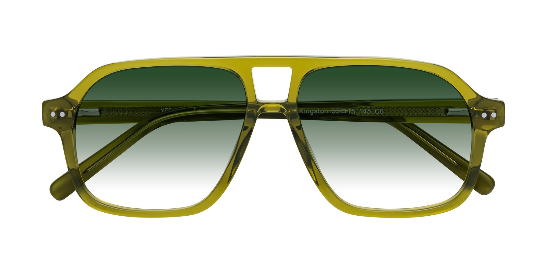 Folded Front of Kingston in Olive Green with Green Gradient Lenses