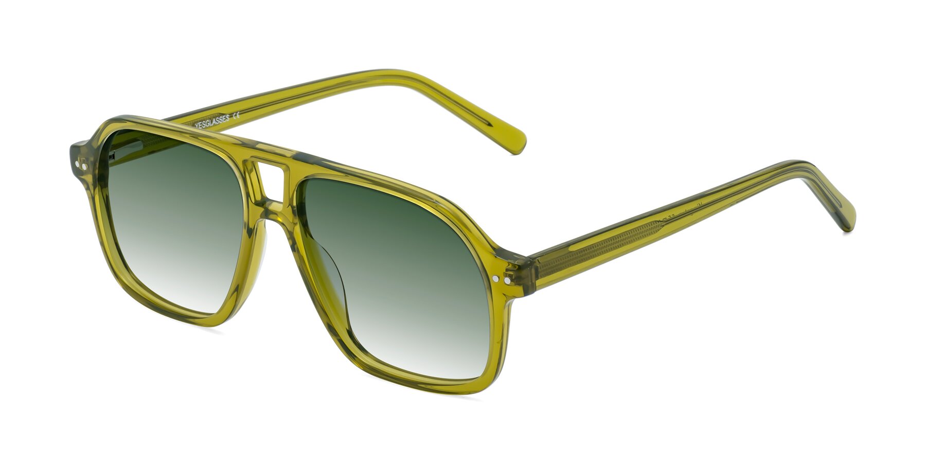 Angle of Kingston in Olive Green with Green Gradient Lenses