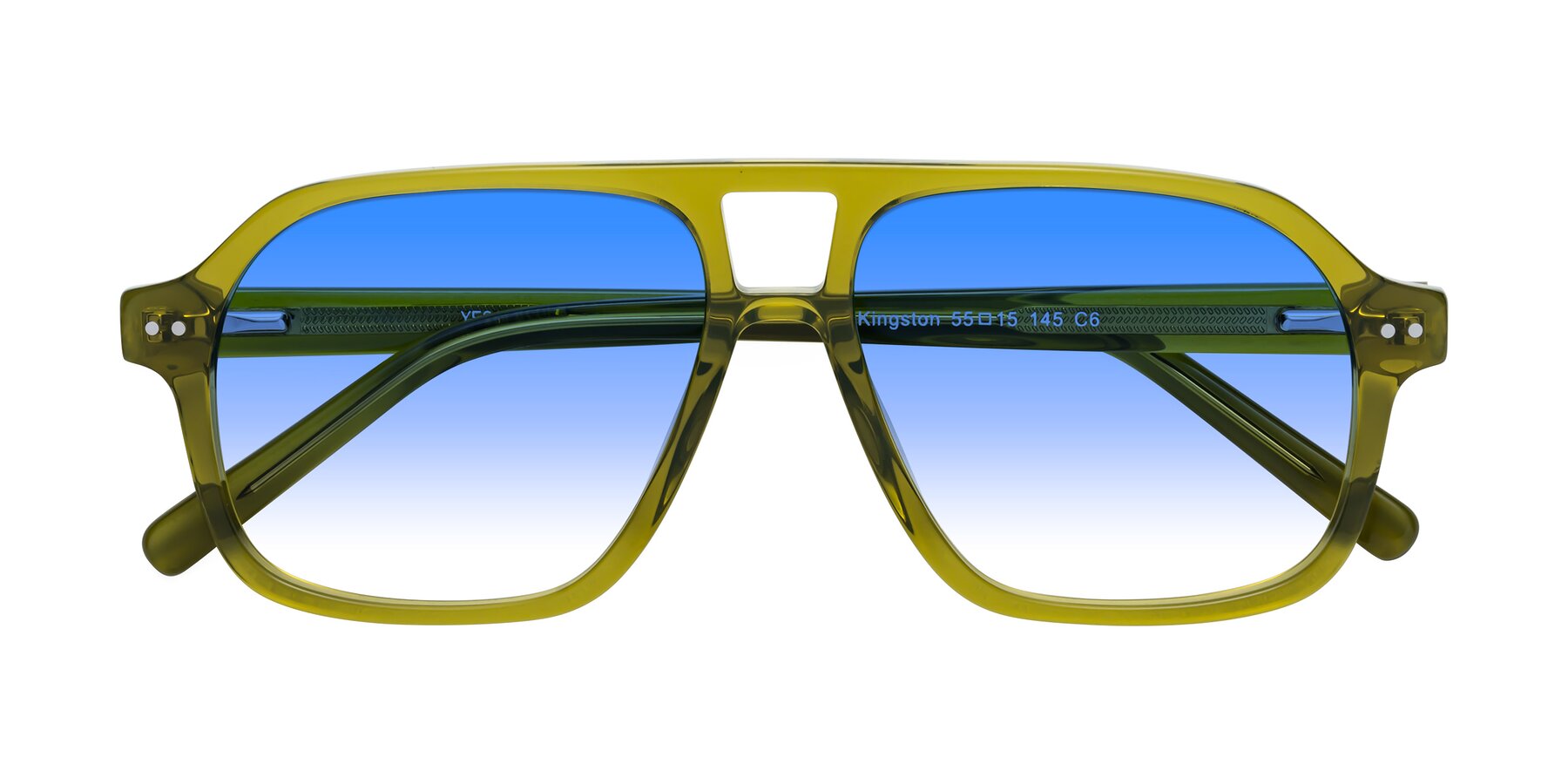 Folded Front of Kingston in Olive Green with Blue Gradient Lenses