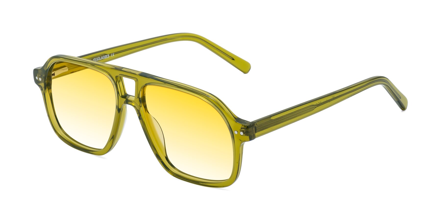 Angle of Kingston in Olive Green with Yellow Gradient Lenses