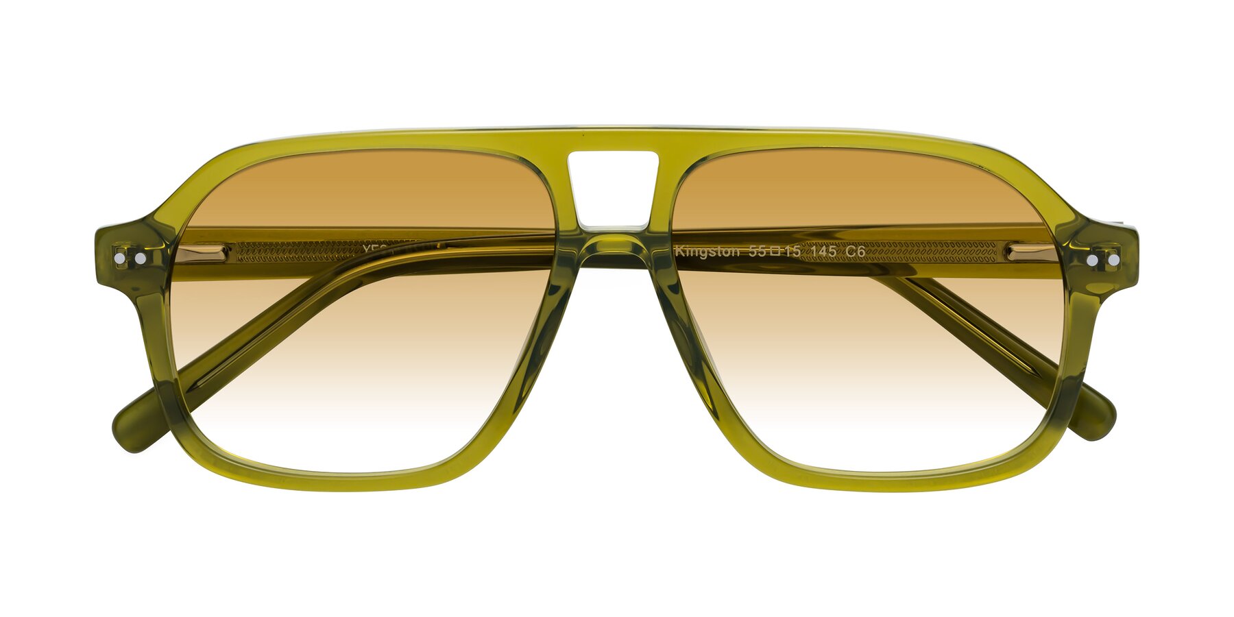 Folded Front of Kingston in Olive Green with Champagne Gradient Lenses