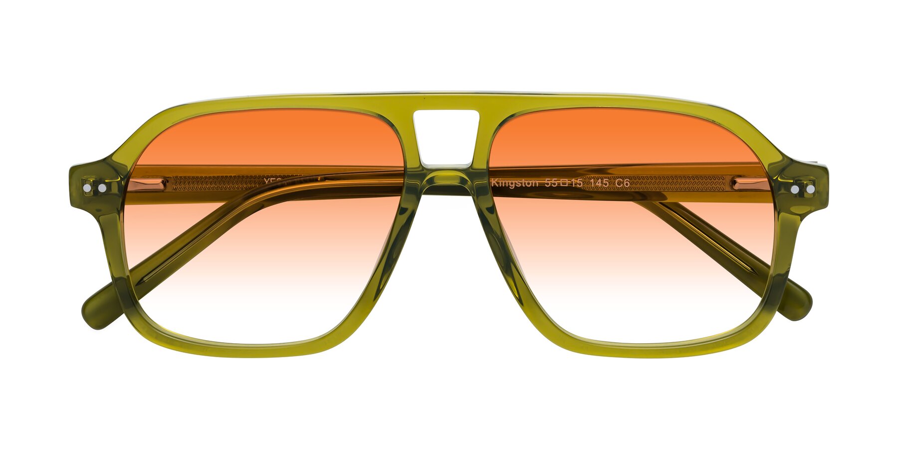 Folded Front of Kingston in Olive Green with Orange Gradient Lenses