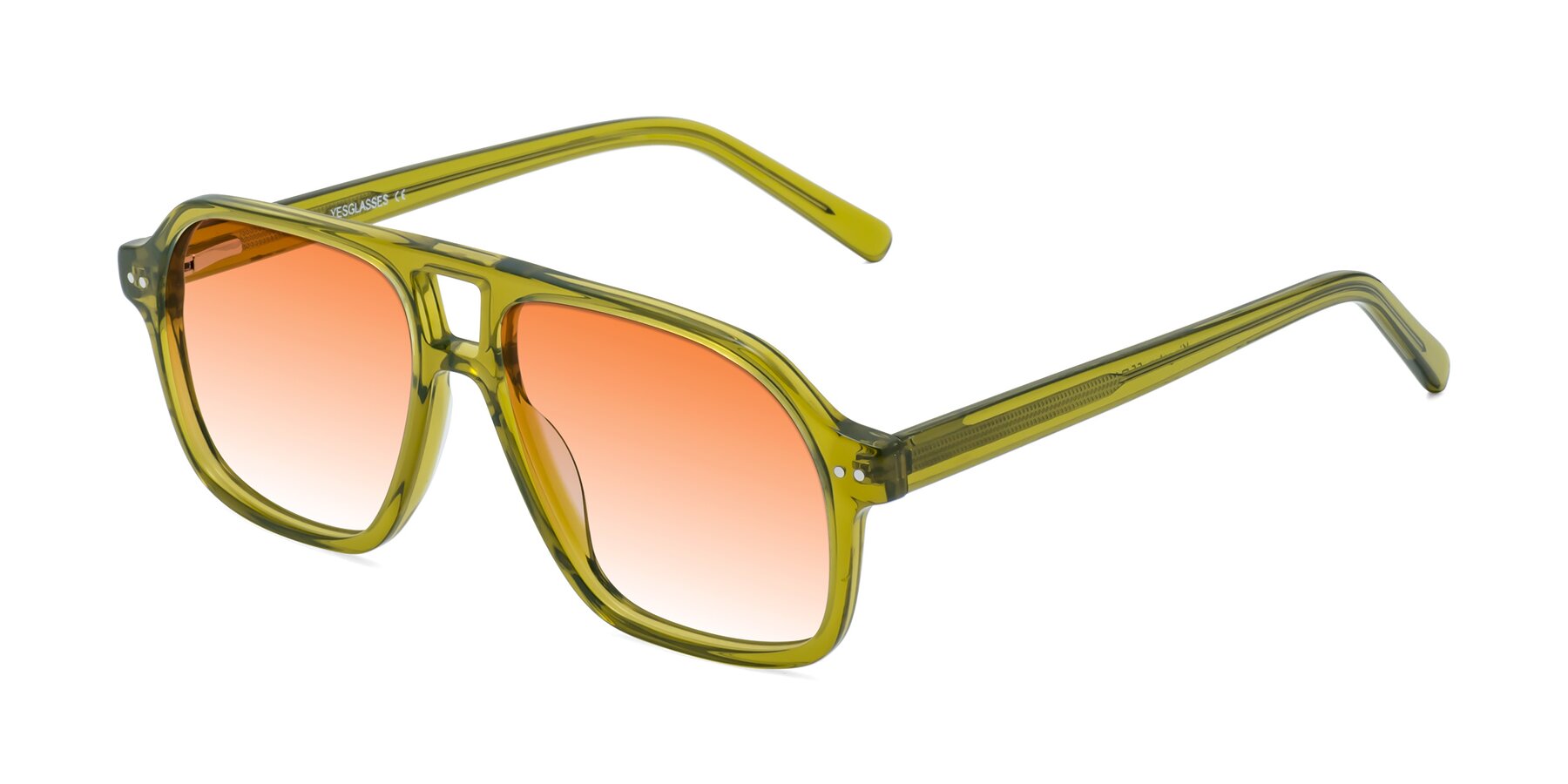 Angle of Kingston in Olive Green with Orange Gradient Lenses