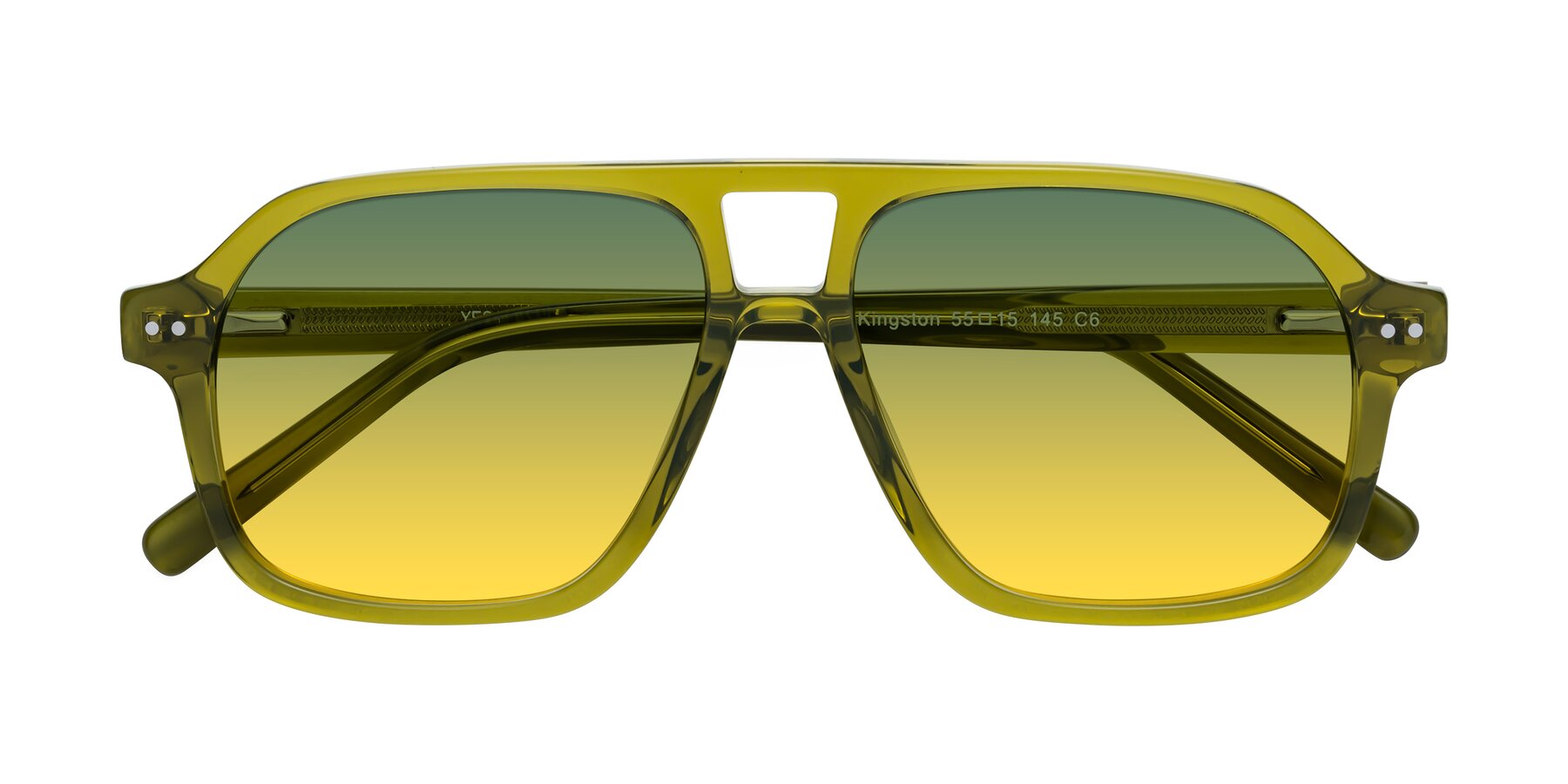 Folded Front of Kingston in Olive Green with Green / Yellow Gradient Lenses