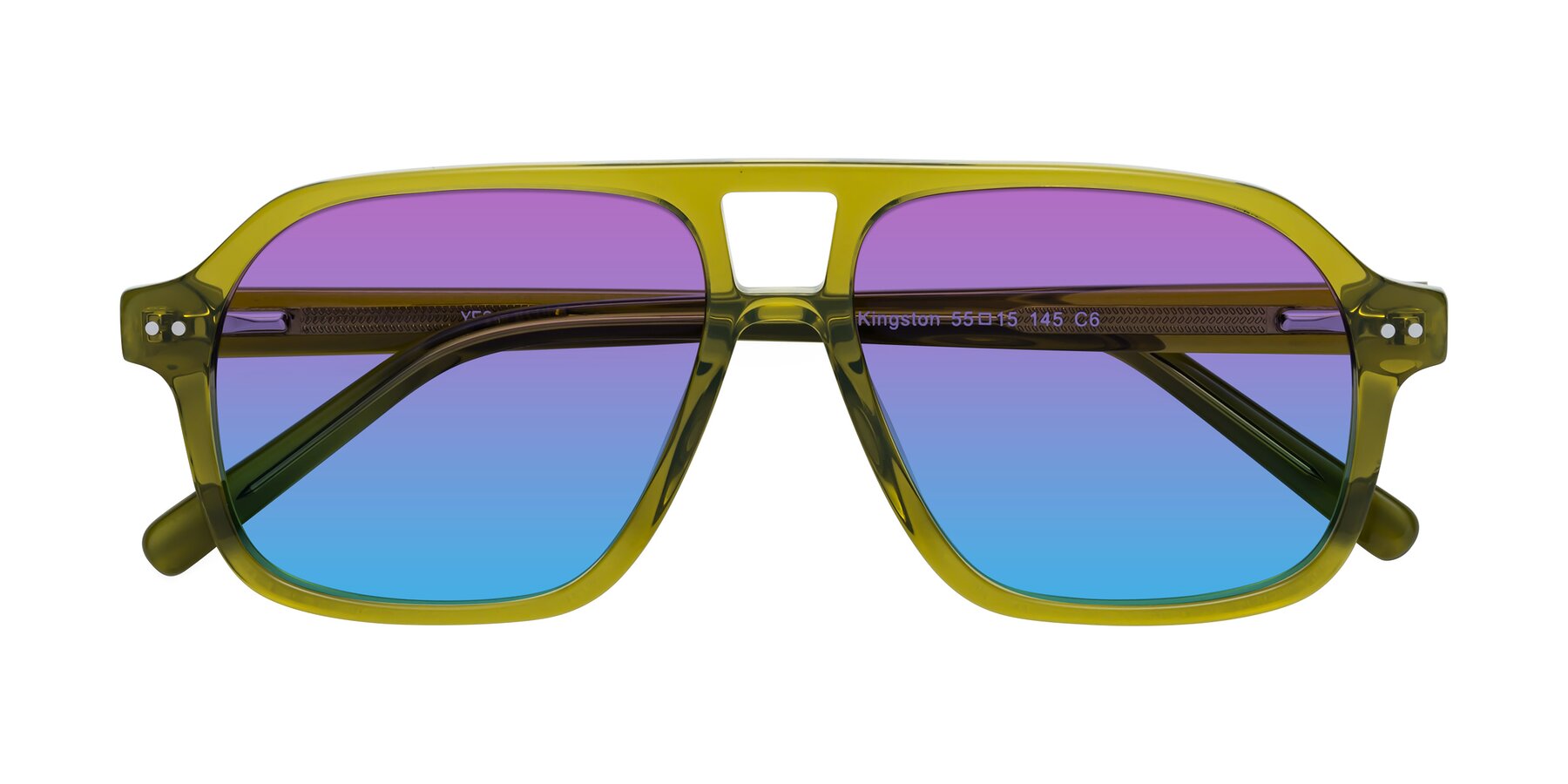 Folded Front of Kingston in Olive Green with Purple / Blue Gradient Lenses