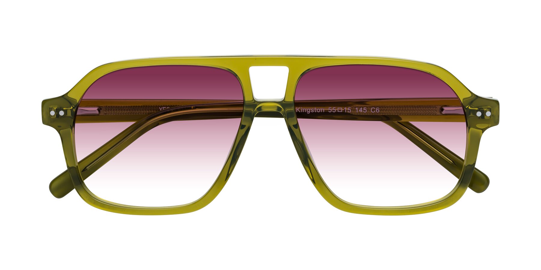 Folded Front of Kingston in Olive Green with Wine Gradient Lenses