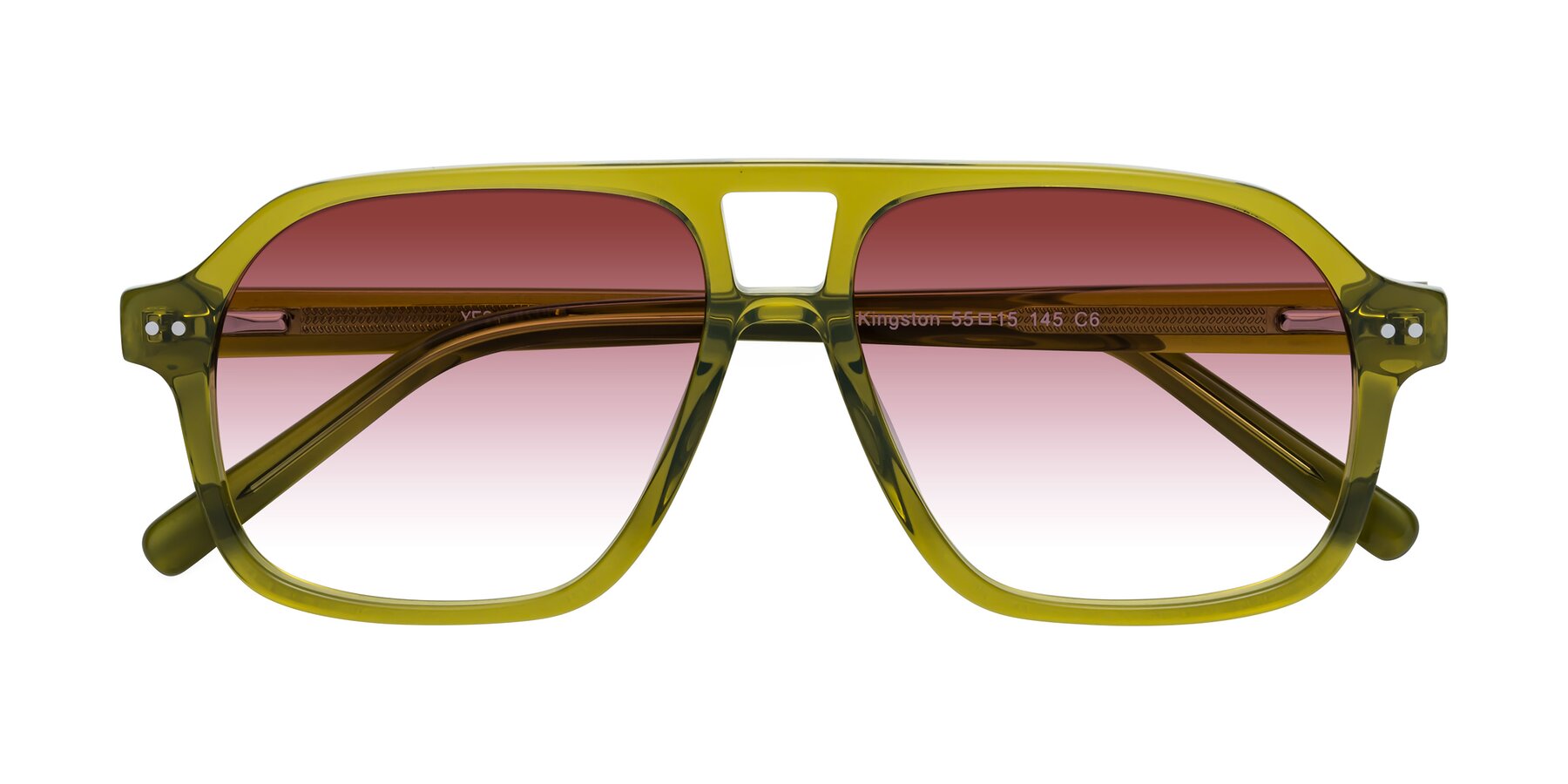 Folded Front of Kingston in Olive Green with Garnet Gradient Lenses