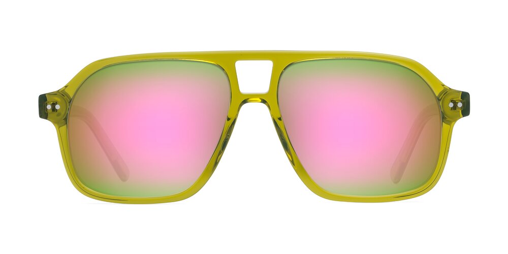 Kingston - Olive Green Flash Mirrored Sunglasses