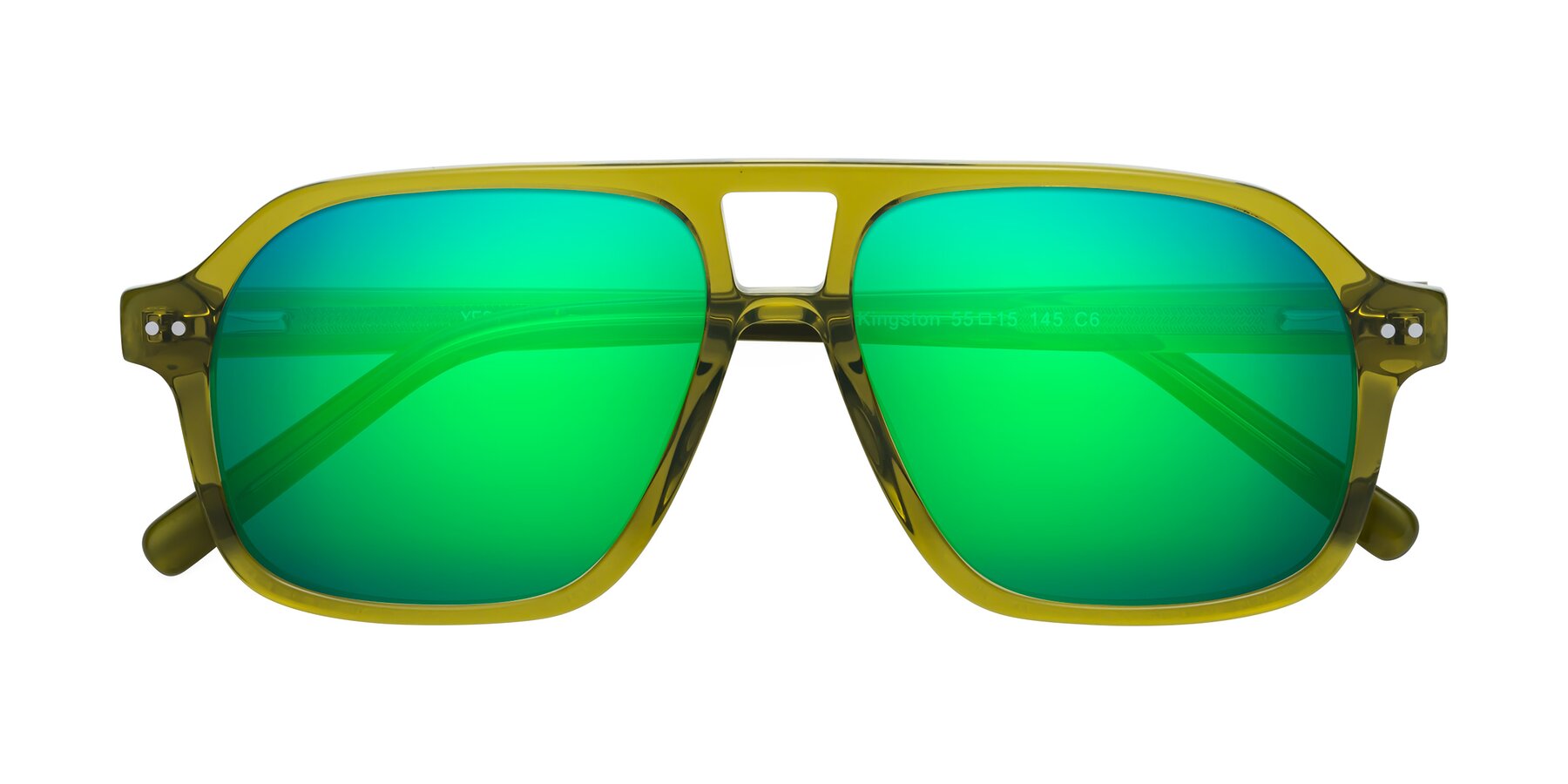 Folded Front of Kingston in Olive Green with Green Mirrored Lenses