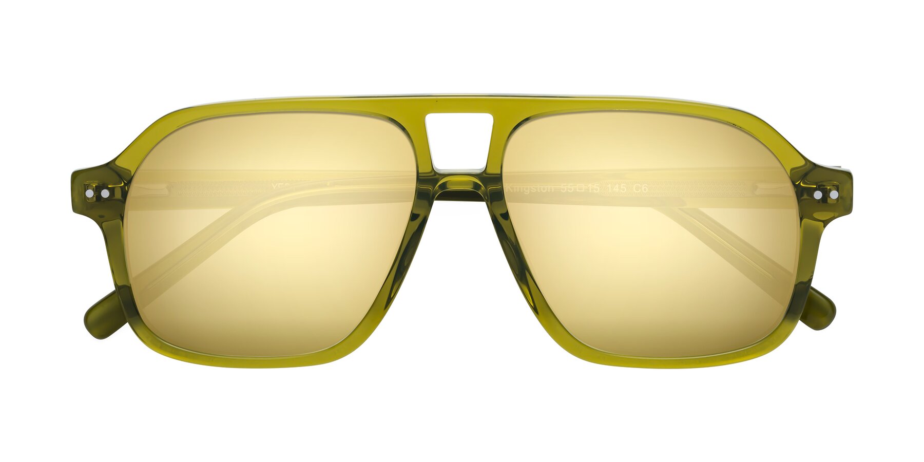 Folded Front of Kingston in Olive Green with Gold Mirrored Lenses