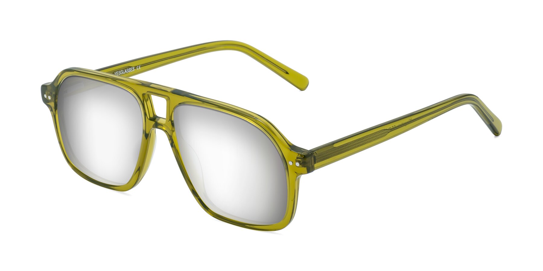 Angle of Kingston in Olive Green with Silver Mirrored Lenses