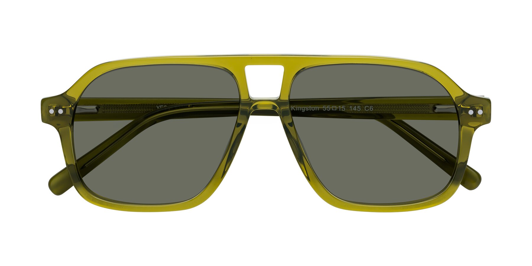 Folded Front of Kingston in Olive Green with Gray Polarized Lenses