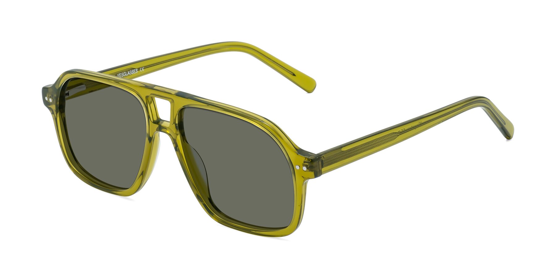 Angle of Kingston in Olive Green with Gray Polarized Lenses