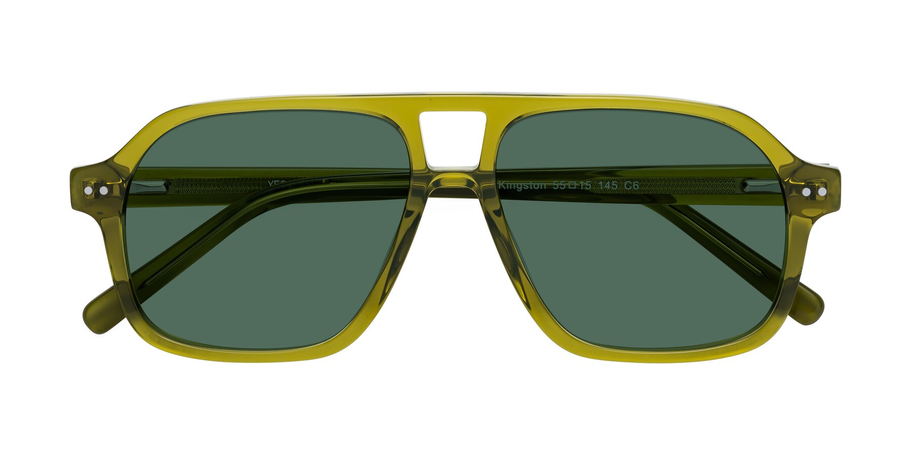 Folded Front of Kingston in Olive Green with Green Polarized Lenses