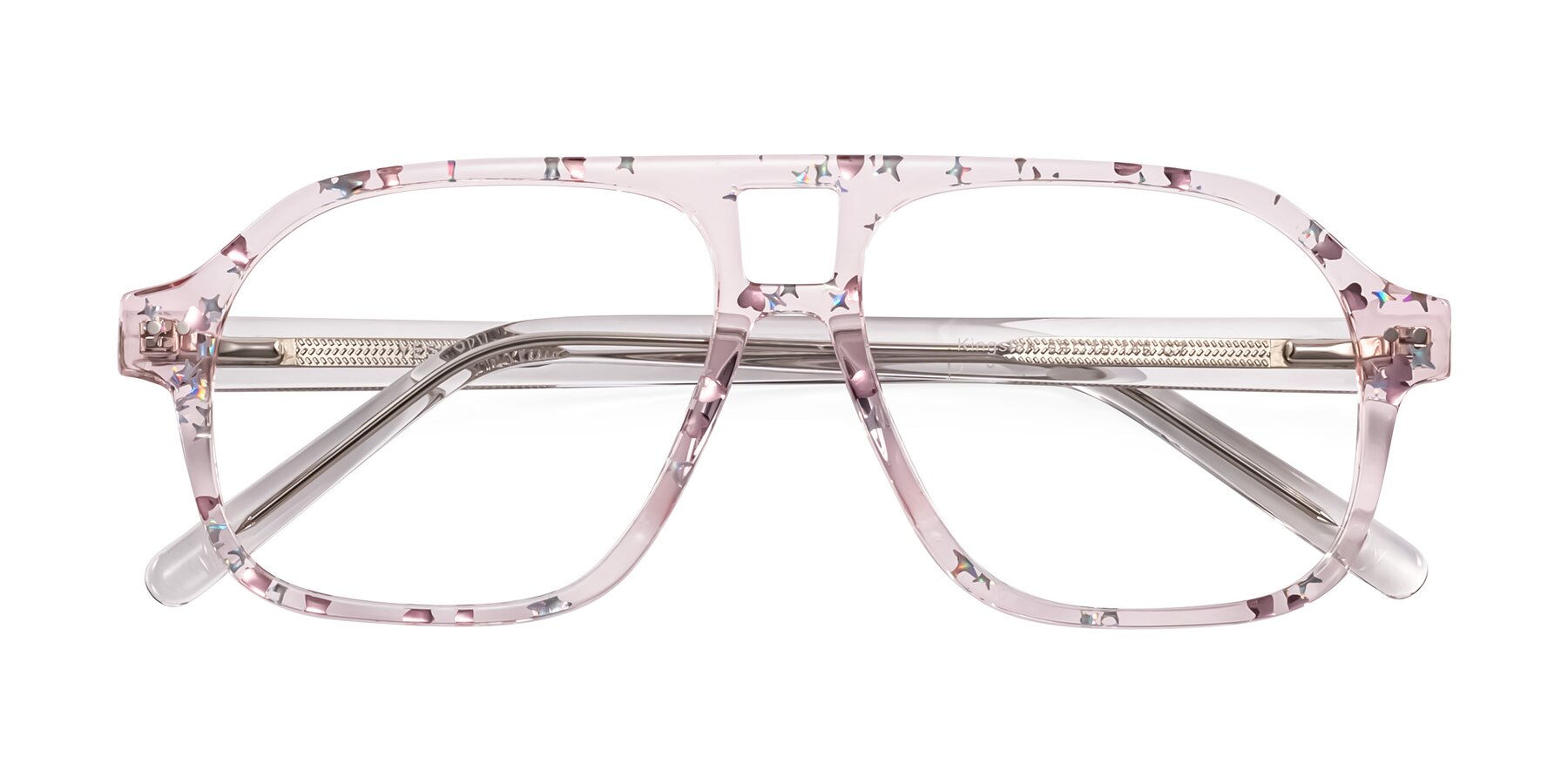 Folded Front of Kingston in Sparkling Blush with Clear Eyeglass Lenses