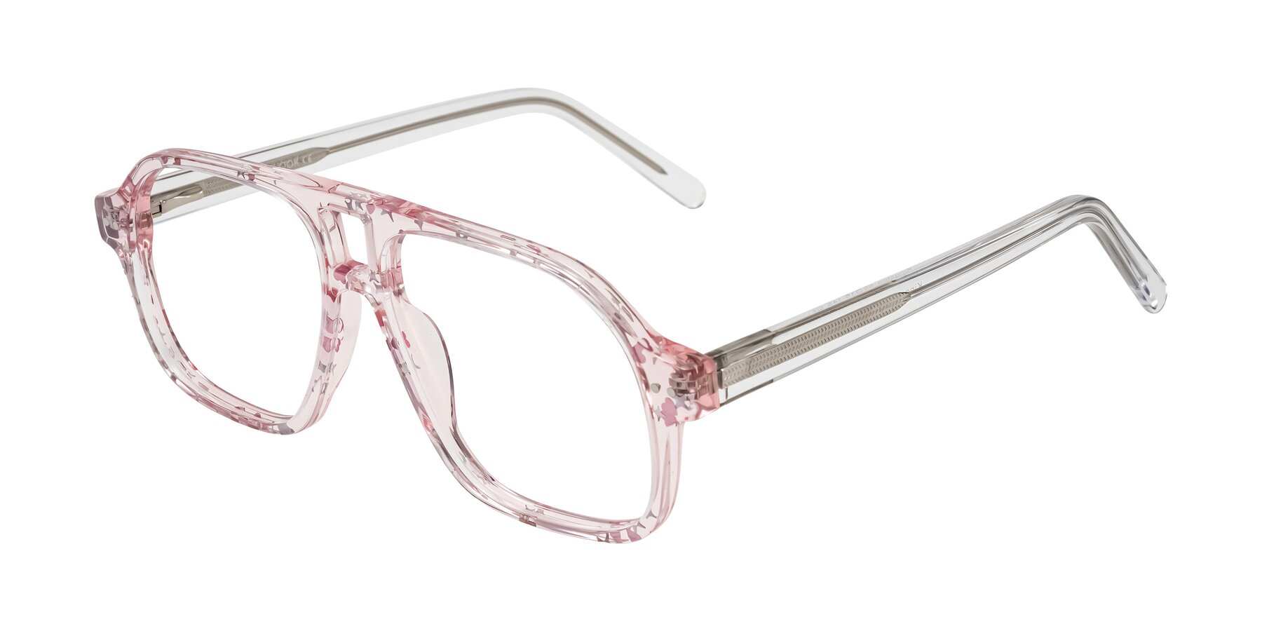 Angle of Kingston in Sparkling Blush with Clear Reading Eyeglass Lenses