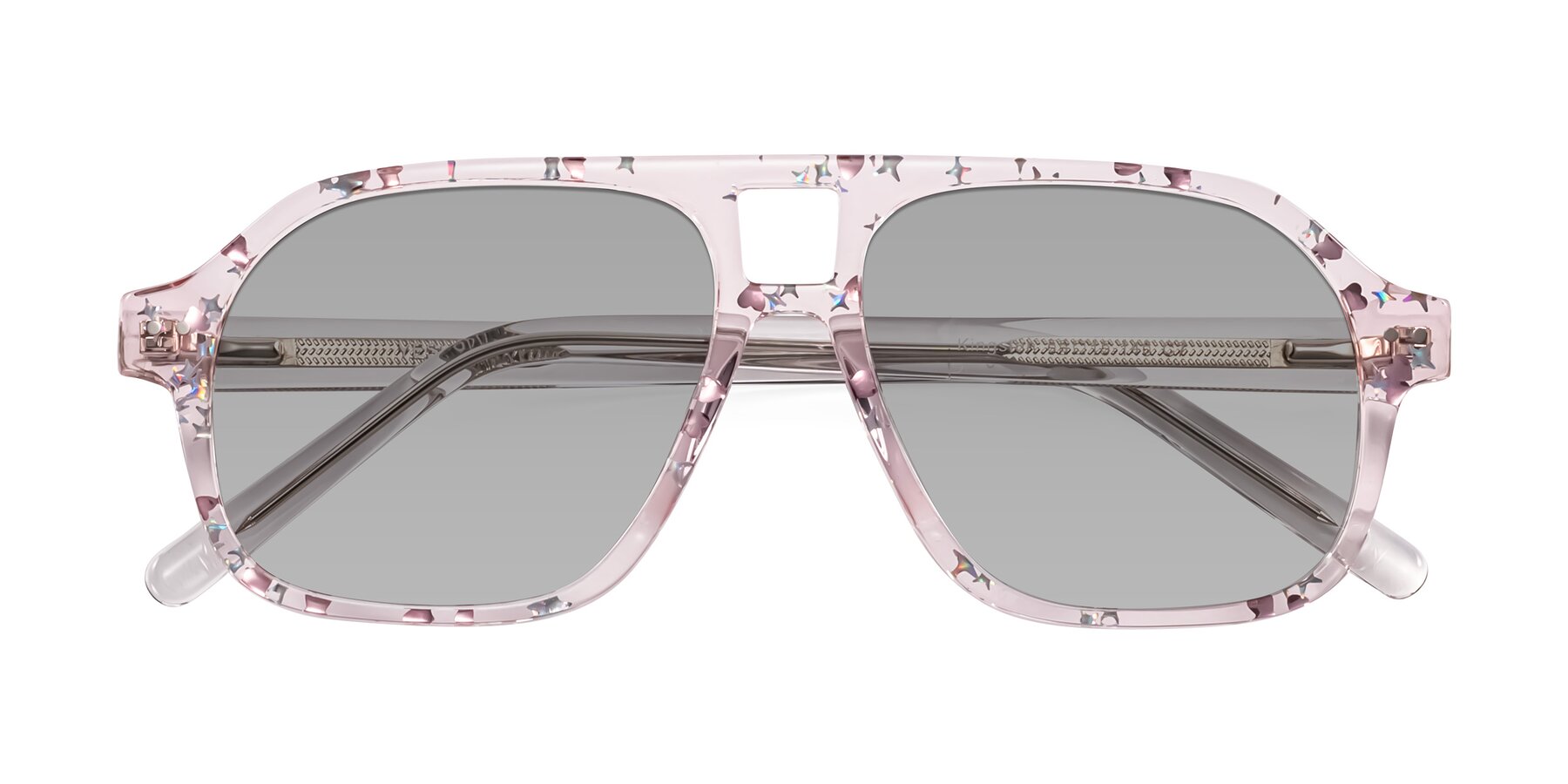 Folded Front of Kingston in Sparkling Blush with Light Gray Tinted Lenses