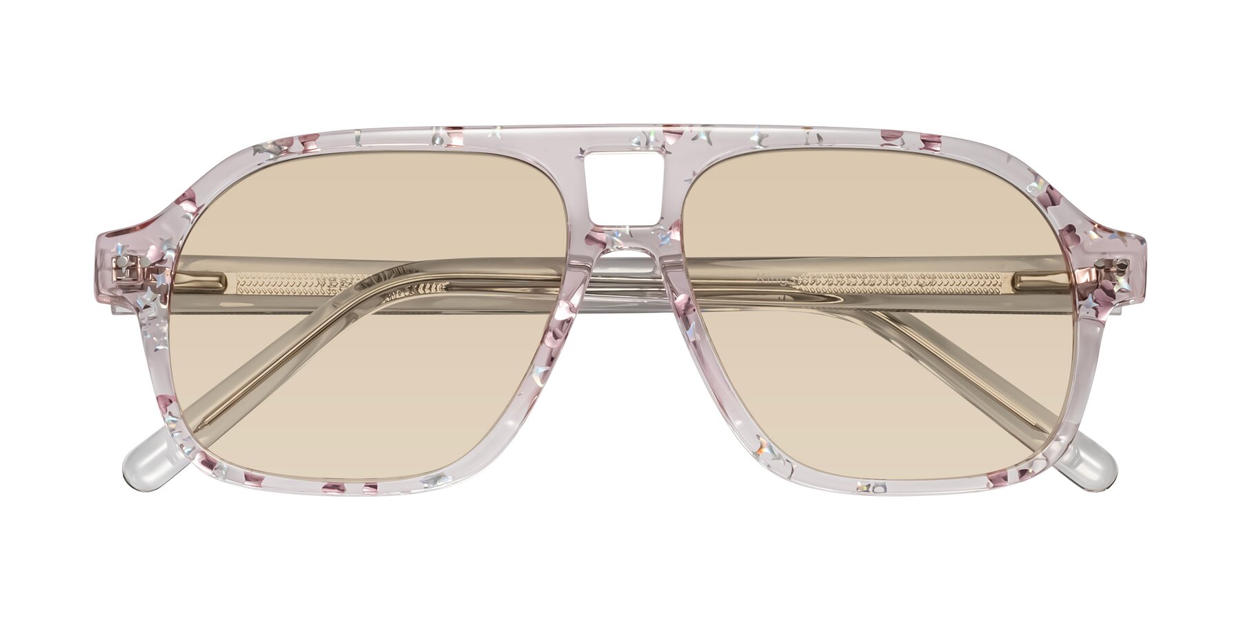 Folded Front of Kingston in Sparkling Blush with Light Brown Tinted Lenses